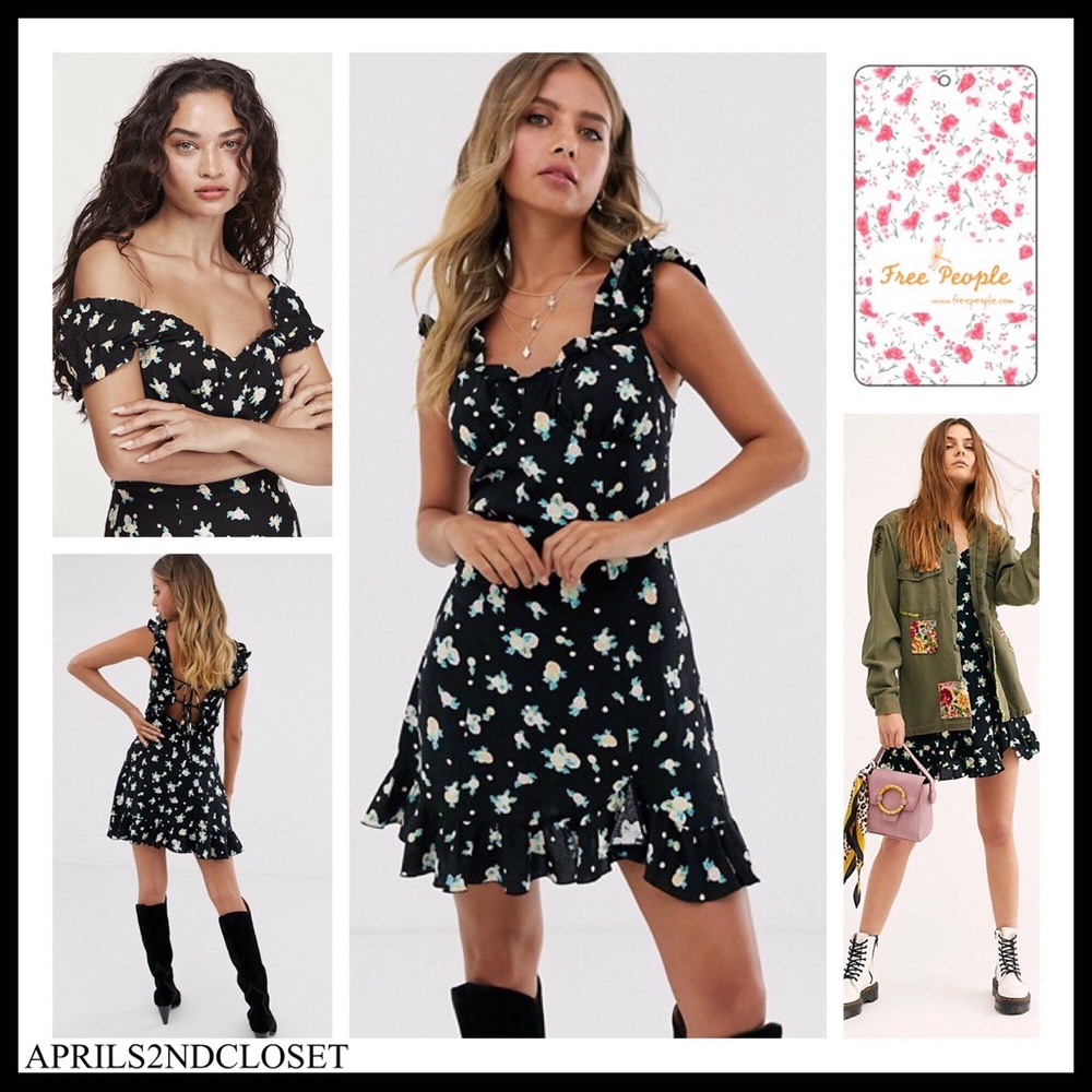 FREE PEOPLE BOHO TIE BACK A-LINE MINI DRESS A3C - Picture 4 of 16